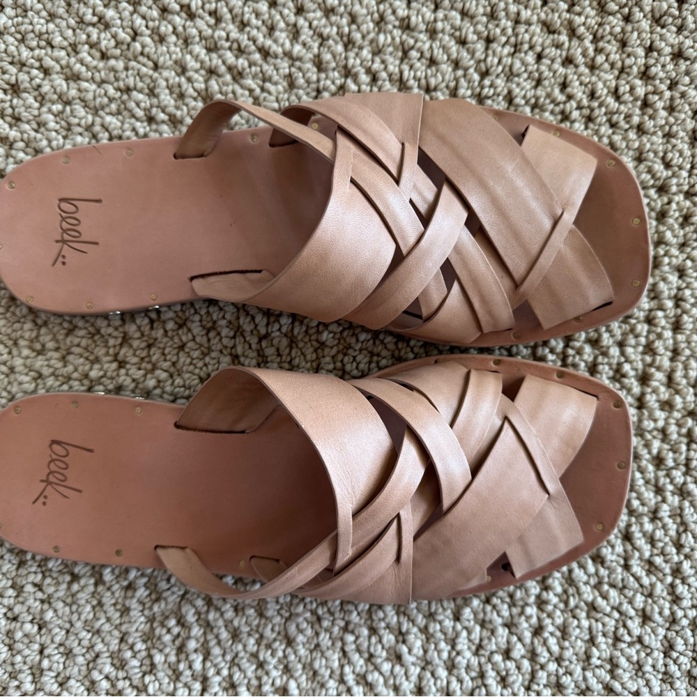 Beek Tan Leather Woven Sandals